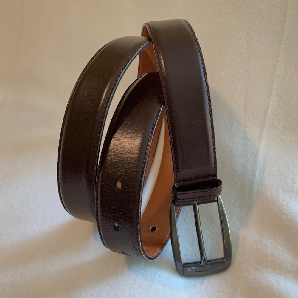 Vintage Salvatore Ferragamo Brown Leather Belt